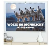 Wölfe im Mondlicht - Ruf der Wildnis (hochwertiger Premium Wandkalender 2026 DIN A2 quer), Kunstdruck in Hochglanz: Mystischer Kalender mit Wölfen im ... - wilde Natur und die Sehnsucht der Wölfe