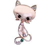 Woen's Imitation Opal Fox Brooch Crystal Animal Brooches Pins Clothing Accessories(rose Gold) (5e0)