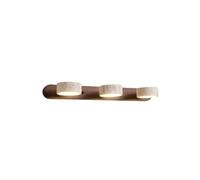 WOEOFK9 Aplique de Tocador de Piedra Natural Estilo Rústico Aplique de Pared Lineal de Madera Travertino Amarillo 2/3/4 Luces Lámparas de Baño Sobre Espejo Luz LED para Cuadros Giratoria 180°