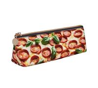 woerexker Pandas - Estuche pequeño para lápices, diseño de triángulo, piel sintética, bolsa de almacenamiento con cremallera, Pizza, Talla única, Organizador de bolsas