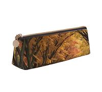 woerexker The Lion at Sunset - Estuche pequeño de piel sintética triangular para bolígrafos, bolsa de almacenamiento con cremallera, The Road to Autumn Park, Talla única, Organizador de bolsas