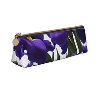 woerexker The Lion at Sunset - Estuche pequeño de piel sintética triangular para bolígrafos, bolsa de almacenamiento con cremallera, Flores violetas, Talla única, Organizador de bolsas