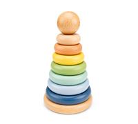 Woet® Aros Apilables de Juguete de Madera para Pequeños - 8 Piezas en Colores Pastel - Juguete Educativo de Motricidad Fina - A Partir de 1 Años