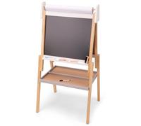 Woet® Caballete de Juguete Blanco y Gris de Madera para Niños - Pizarra Doble Todo en Uno - Dibujo y Juego Creativo - A Partir de 3 Años