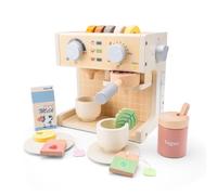 Woet - Cafetera de Juguete de Madera para Niños - Set Barista Infantil con Leche, Bolsitas de Té y Accesorios - Juguete de Imitación - A Partir de 3 Años - Regalo para Niños y Niñas