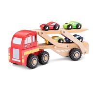 Woet® Camión Portacoches de Juguete de Madera para Niños - con 4 Vehículos - Set de Vehículos - Juguete de Imitación - A Partir de 2 Años