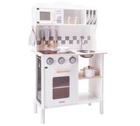 Woet® Cocina de Juguete Blanco de Madera para Niños - con Placa Eléctrica, Horno y Fregadero - Set de Cocina de Imitación - A Partir de 3 Años
