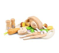 Woet - Comida de Juguete Pollo Asado de Madera para Niños Pequeños - Alimentos de Juguete con Tabla, Verduras y Accesorios