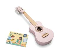 Woet® Guitarra de Juguete Rosa de Madera para Niños, 6 Cuerdas de Nailon con Correa, Cuerda de Repuesto y Libro Musical de Colores con 3 Canciones, Instrumento Educativo, A Partir de 3 Años