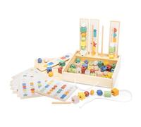 Woet® Juego de Secuencias con Cuentas de Juguete de Madera para Niños - con Tarjetas de Patrones y Actividad de Enhebrar - Juguete Educativo de Motricidad Fina - A Partir de 3 Años