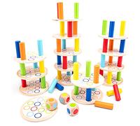 Woet® Juego Torre de Equilibrio de Juguete de Madera para Niños - Juego de Apilar y Equilibrio - Motricidad Fina - Juguete Educativo - A Partir de 3 Años