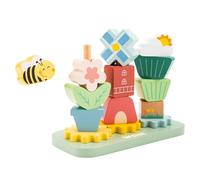 Woet® Juguete Apilable de Madera con Engranajes, Bloques Construcción Tema Jardín, Montessori Infantil, Motricidad Fina, Coordinación Mano Ojo, Juego Creativo, Clasificar, A Partir de 1 Año