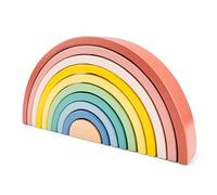 Woet - Juguete de Arco Iris para apilar de Madera para niños pequeños - 10 Arcos de Colores - Juguete de Despertar Montessori para Aprendizaje de Colores - 1 año - Regalo para niñas y niños
