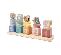 Woet® Juguete de Madera para Contar y Apilar para Pequeños, Bloques Numéricos Montessori 1-5 con Animales, Juego Educativo FSC de 25 Piezas para Clasificar y Motricidad, A Partir Desde 18 Meses