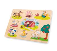 Woet® Puzzle de Botones Granja de Juguete de Madera para Pequeños - 8 Piezas - Juguete Educativo de Motricidad Fina - A Partir de 2 Años