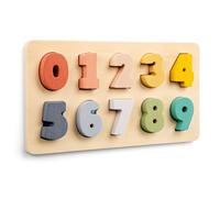 Woet® Puzzle Números 0 a 9, Juguete de Madera Montessori, Aprender a Contar, Matemáticas Iniciales Preescolar, Reconocimiento de Números, Colores Pastel, Motricidad Fina, A Partir de 2 Años