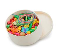 Woet® Set Cuentas Madera 230 Piezas, con 4 Cordones, Juego Enhebrar Infantil, Montessori Motricidad Fina, Coordinación Mano Ojo, Patrones, Manualidades, A Partir de 3 Años