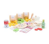 Woet® Set de Pasta de Juguete de Madera para Niños - con Ollas, Sartenes y Pasta de Fieltro - Accesorio para Cocina Infantil - A Partir de 3 Años