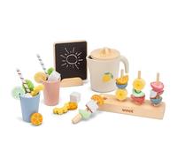 Woet - Set Summer Party de Juguete de Madera para Niños - Puesto de Limonada de Juguete 37 Piezas - Comida de Juguete y Accesorios para Juego de Imitación