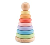 Woet® Torre Arcoíris Apilable de Juguete de Madera para Pequeños - 8 Piezas - Juguete Educativo de Motricidad Fina - A Partir de 1 Años