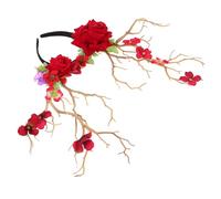 WOFASHPURET 1 Pc diadema de asta disfraces orejas arco guirnalda reno tocado de modelado de cuerno de ciervo accesorio de decoración de corte de pelo tocado de fiesta tela rojo