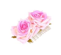 WOFASHPURET 1Pieza Peine de Novia de Doble Flor Rosa Fiestas y Bodas Accesorio de Mujeres y Niñas