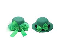 WOFASHPURET 2 Piezas Clima De Cabello De Sombrero De Trébol Horquilla Arco Chicas Clips De Pelo Mini Hat Capó Diminuto Fiesta Decorativo Patas Prendas De Cabeza La Mascota Verde