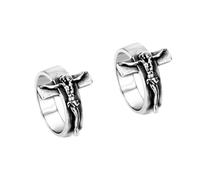 WOFASHPURET 2 Piezas De Cruz De Jesús De Aleación Para Mujeres Y Hombres Joyería En Tono Plateado De Moda Hecha A Mano.