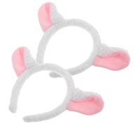 WOFASHPURET 2 piezas Diadema de Orejas de Oveja de Peluche para Adultos Accesorio de Cosplay Animal con Cuernos de Cordero de Elástico y Resistente para Fiestas y Disfraces
