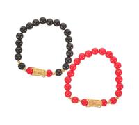 WOFASHPURET 2 Piezas Pulseras Ajustables de Cuentas Dragón para Rojo y Negro Joyería Estética de Buen Augurio para Cumpleaños y Año Chino