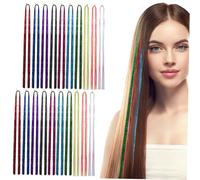 WOFASHPURET 20 piezas Kit Cintas para Cabello Brillante y Coloridas Extensiones para Trenzas Cuerdas de Colores Vibrantes para Adornos y Estilos Creativos