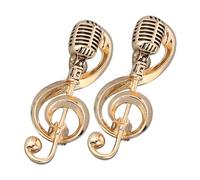 WOFASHPURET 2piezas Broches De Música Retro Micrófono y Nota Musical Pin De Solapa Decorativo Para Amantes Música Accesorio De Moda Clásico Para Ropa Femenina