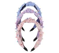 WOFASHPURET 3piezas Diadema Ancha y Perlas Sintéticas De Accesorio De Moda Para Mujeres y