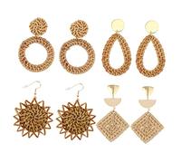 WOFASHPURET 4 Pares Pendientes trenzados retro Publicar aretes para mujeres Pendientes de verano colgado pendientes de niñas pendientes elegantes pendientes para niñas Madera