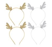 WOFASHPURET 4 Piezas Diademas Mujer Navidad Diseño Cuernos Brillo Dorado Accesorio Fiesta Elegante Cómodo Reutilizable para Disfraces y Celebraciones