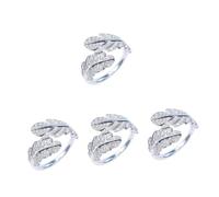WOFASHPURET 4piezas Anillo De Declaración Diseño De Pluma Para Mujeres Anillo De Moda Abierto Accesorio De Fiesta y Uso Diario