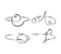 WOFASHPURET 4piezas Anillo Plata Mujer Anillo De Moda Fácil De Cuidar Diseño Apertura