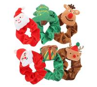 WOFASHPURET 6piezas Diademas Navideñas Pelo Gomas Elásticas Tema de Fiesta para Fiestas Infantiles y Adornos de Navidad Color Rojo y Verde