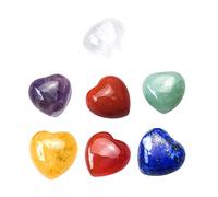 WOFASHPURET 7piezas Piedra De Yoga Forma De Corazón Exquisitas Piedras De Chakra Naturales Para Meditación Cristales Energéticos Para Hogar Obsequio Navideño