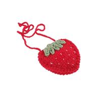 WOFASHPURET Bolso Bandolera Pequeño Rojo de Fresa Tejido a Mano, Cartera Pequeña de Punto Fresas, Bolso Cruzado Ligero para Mujer y Niña, Accesorio Kawaii para Uso Diario y Viaje