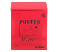 WOFASHPURET Buzón de Correo de Hierro Grande para Montaje en Pared con Cerradura Segura Color Rojo Intenso Buzón Exterior Vintage para Casa Oficina