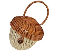 WOFASHPURET Cesta Pequeña de Ratán Tejida Asa para Niñas, Bolsa Mano Forma Bellota 26 Cm, Cesta Decorativa y Organizadora para Juguetes y Fotografía Infantil