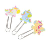 WOFASHPURET Clips de Papel Creativos de Dibujos Animados en Forma de Unicornio, Set Metálico de 3 Unidades, Marcadores Decorativos para Escuela, Oficina y Uso en Hogar