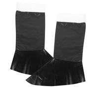 WOFASHPURET Cubrezapatos de Cosplay de Santa Claus Cuero Negro Accesorio Duradero para Disfraces Navideños para Fiestas y Decoración Temática de Papá Noel