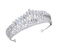 WOFASHPURET de Tiara de Novia con Diseño y Cristales Diadema de Boda Plata Blanca para Fiesta Cumpleaños y Despedida de Soltera Accesorio Elegante y Sofisticado para Mujer