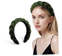 WOFASHPURET Diadema Trenzada Ancha Vintage Acolchada Verde Oscuro Accesorio Suave y Duradero para Mujer y Niñas Banda para Pelo Estilizada y Cómoda