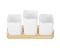 WOFASHPURET Estuche Organizador para Cubiertos de Cocina Triple Compartimento, Soporte para Guardar Utensilios de Plástico y Madera, Caja Escurridora Multifunción Adecuado para Almacenamiento