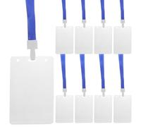 WOFASHPURET Funda de Tarjeta de Identificación Transparente Rígida, 10 Unidades Cordón Azul B2 1.5 Integrado, Protector Antiarañazos para Oficina y Escuela, Porta Credencial Vertical