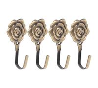 WOFASHPURET Gancho para Cortina de Pared de Hierro Diseño de Flor, Color Bronce Antiguo, 4 Piezas, Soporte Resistente para Cortinas y Colgar Toallas en Dormitorio y Sala