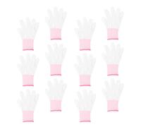 WOFASHPURET Guantes Antiestáticos de Nailon Punta Recubierta, Talla S Borde Rojo, 12 Pares, Guantes de Protección Industrial Antideslizantes para Ensamblaje y Trabajos de Precisión
